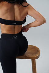 Crni DARK DAHLIA sportski top za žene — push up, bez vidljivog znoja | EGO